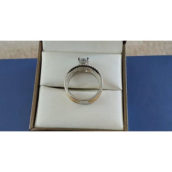 NEW~1.5 Ct. Round Cut Two-Tone Twist Highway Design Engagement/Bridal Ring Sz 8 - Picture 3 of 6